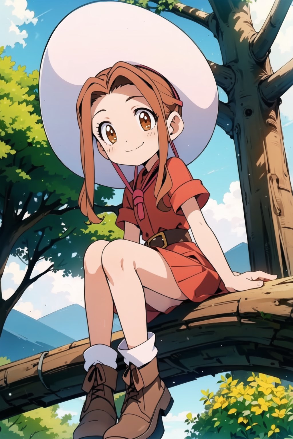 Tachikawa Mimi ,sit under tree,happy