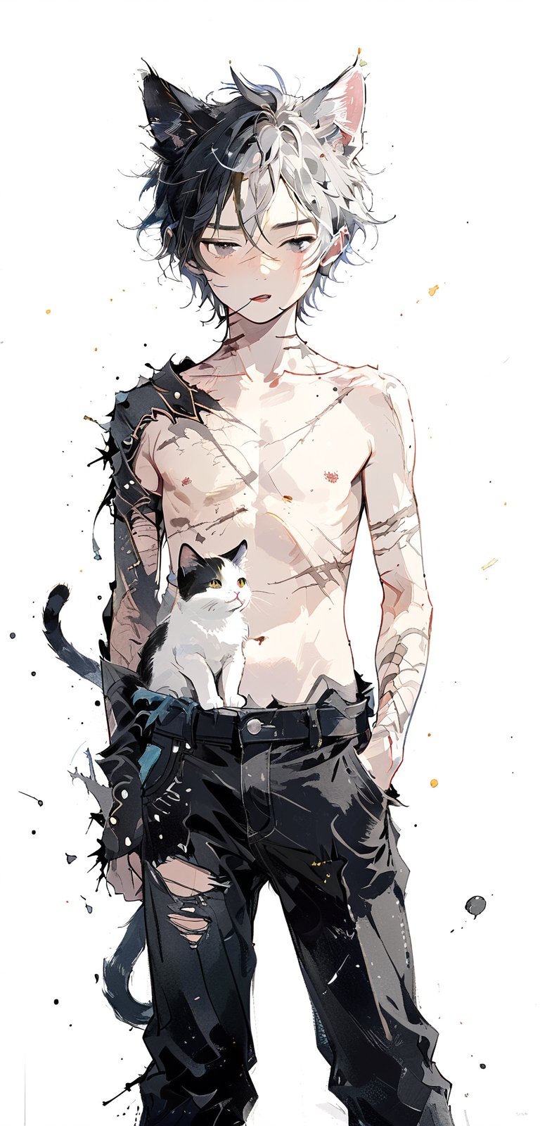 alone,  short hair,  simple background by Cloe_76656565655 on Tensor.Art