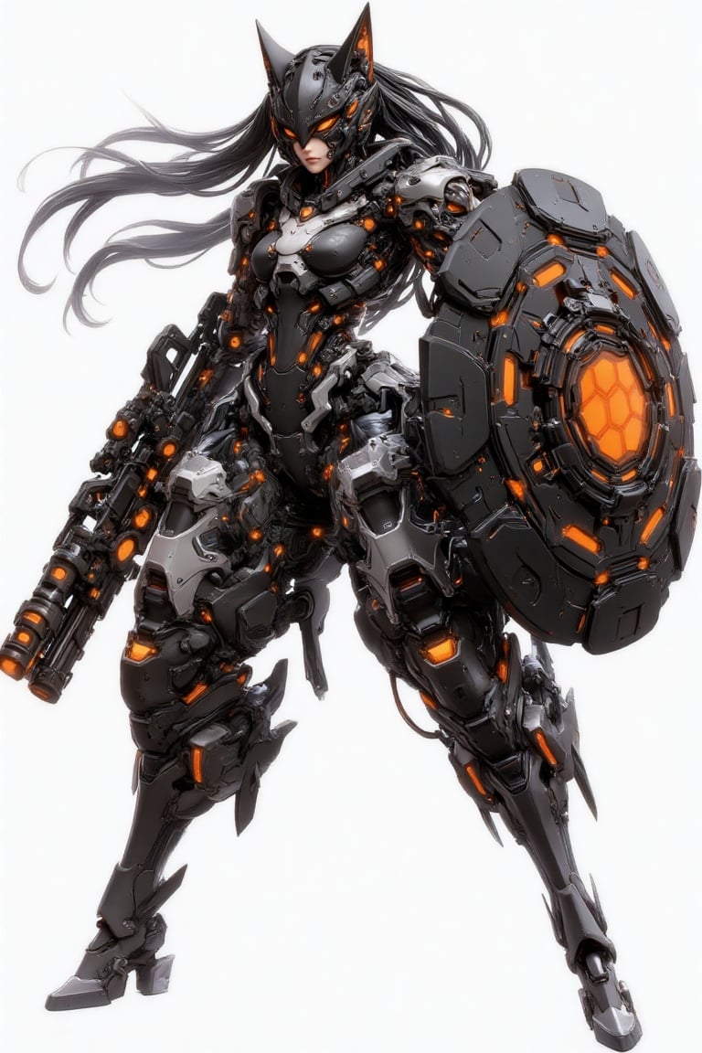 A futuristic warrior clad in an advanced exosuit stands poised for battle,  exuding a sense of strength and agility. The s...