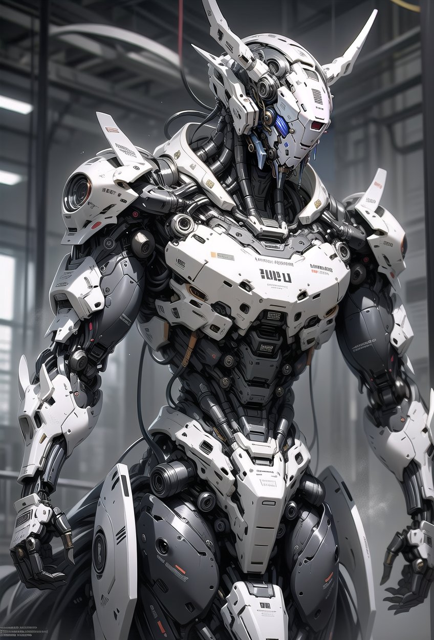 imagine cyberbots chrome skin enforcement horse robot with his android rider, glass porcelain intricate mechanical detail, iconic photography, --niji 6 --sty --niji 6 --style raw