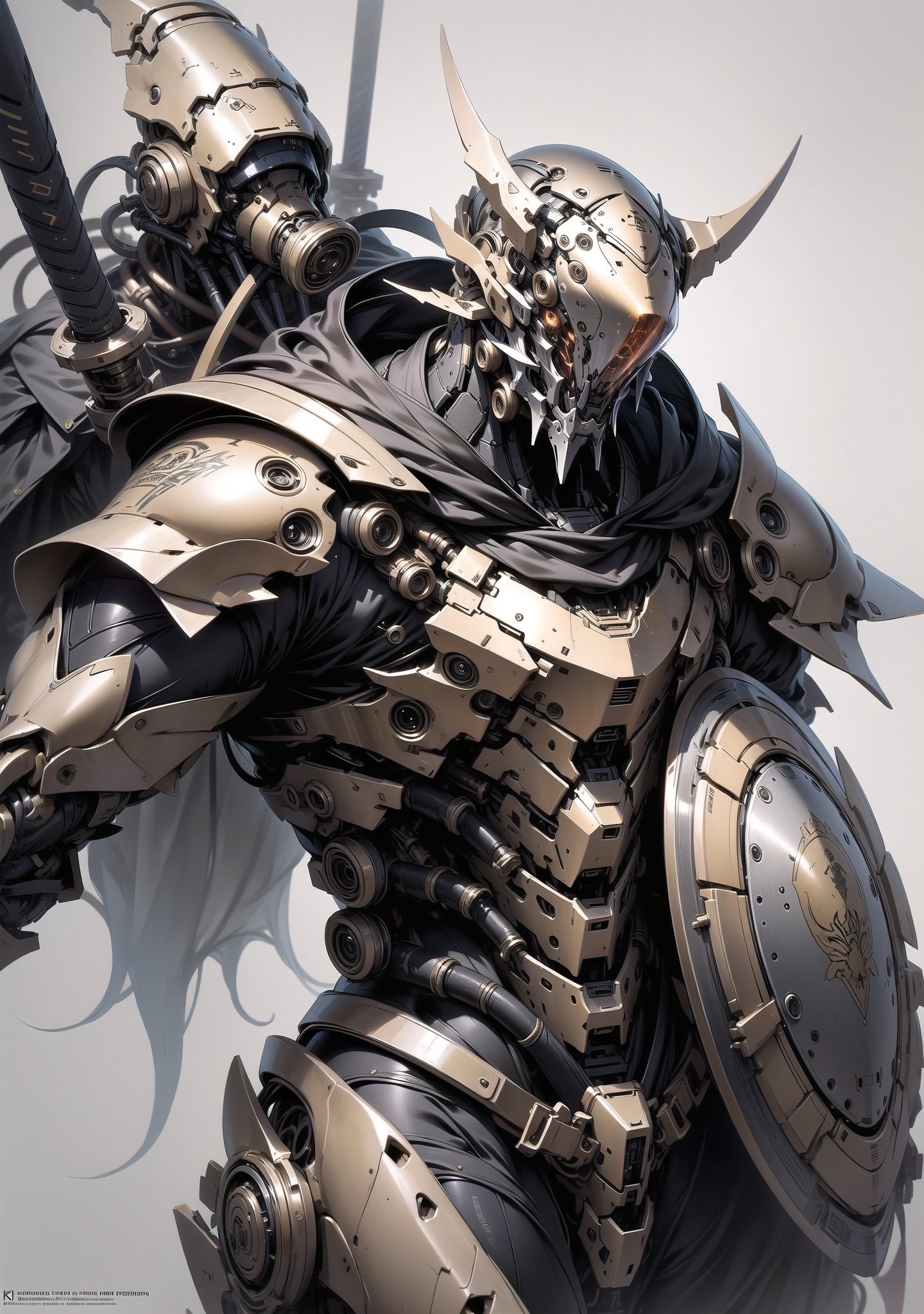 dynamic attack position abstract portrait of a intricate glorious holy mechanical warforged character in yellow armor holding a paladin engraved great longsword drawn and carrying a big paladin shield, scoop lightforged,concept art,artstation,digital painting,high quality,cinematic,attractive