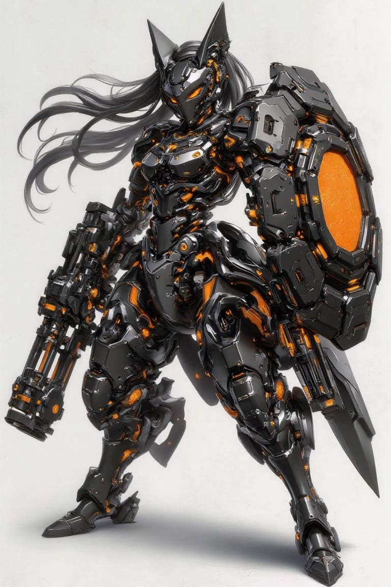 A futuristic warrior clad in an advanced exosuit stands poised for battle,  exuding a sense of strength and agility. The s...