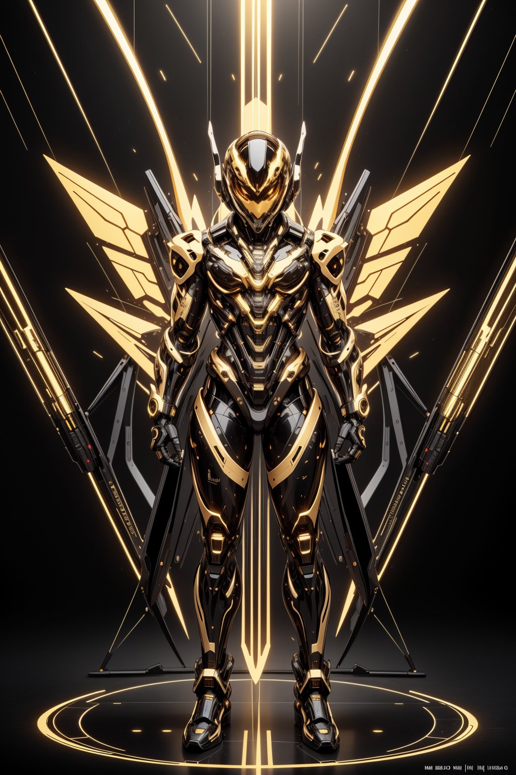 full body view, black and gold color, a sleek mecha kyubi boy warrior with nine mechanical tails, with sleek and cybernatic kyubi boy helmet with kyubi ear design, cybernatic wings, cybernatic scythe, inticated, glossy gold, ultra sharp, full cybernatic, fighting stance on the roof top buiding of cybernatic city, low angle shot, action pose, photo-ultrarealistic, dramatic, vivid colors, sharp focus, HDR, UHD, 16mm, color graded Portra 400 film, extreme colors, Hyper Detailed,