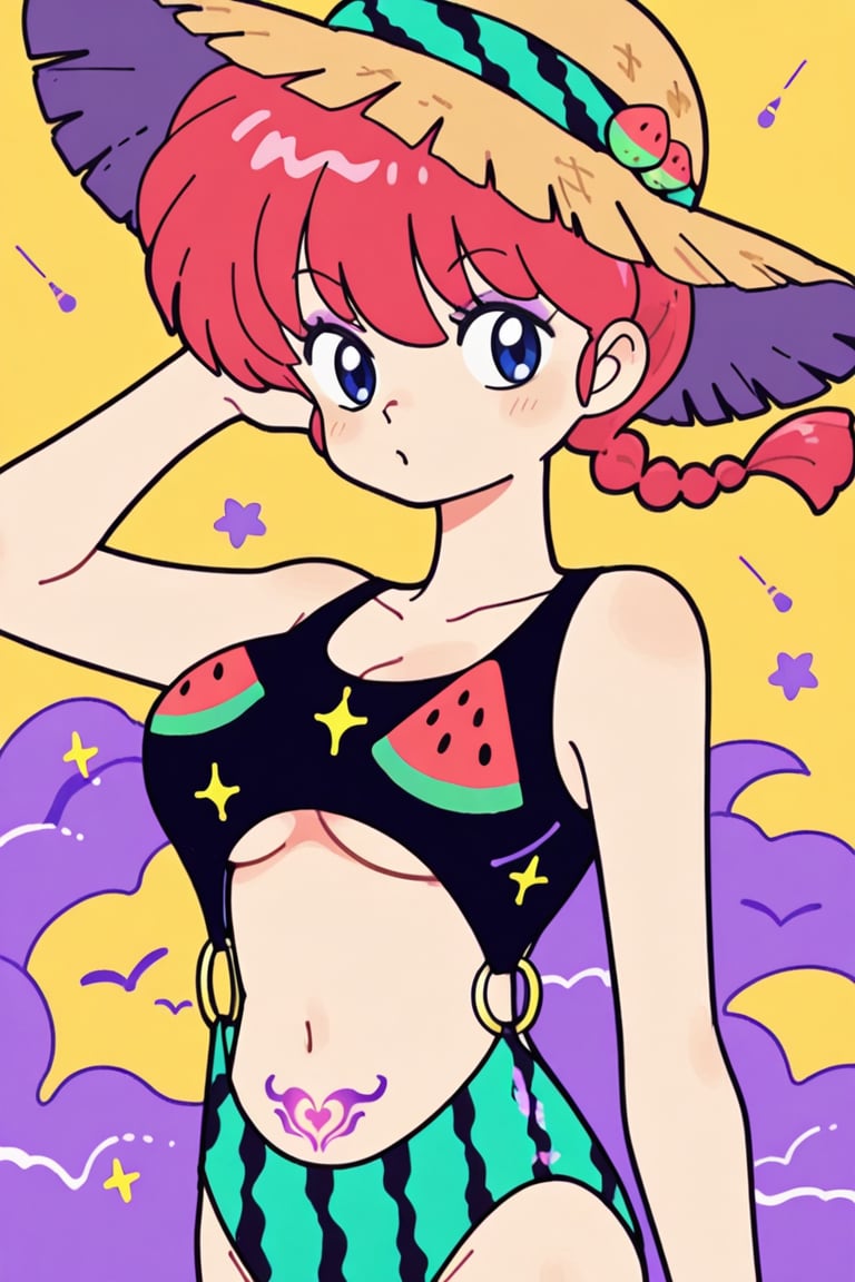 Summer sea,  watermelon,  thick colorful outline by らび@kiyoka_succubus on Tensor.Art