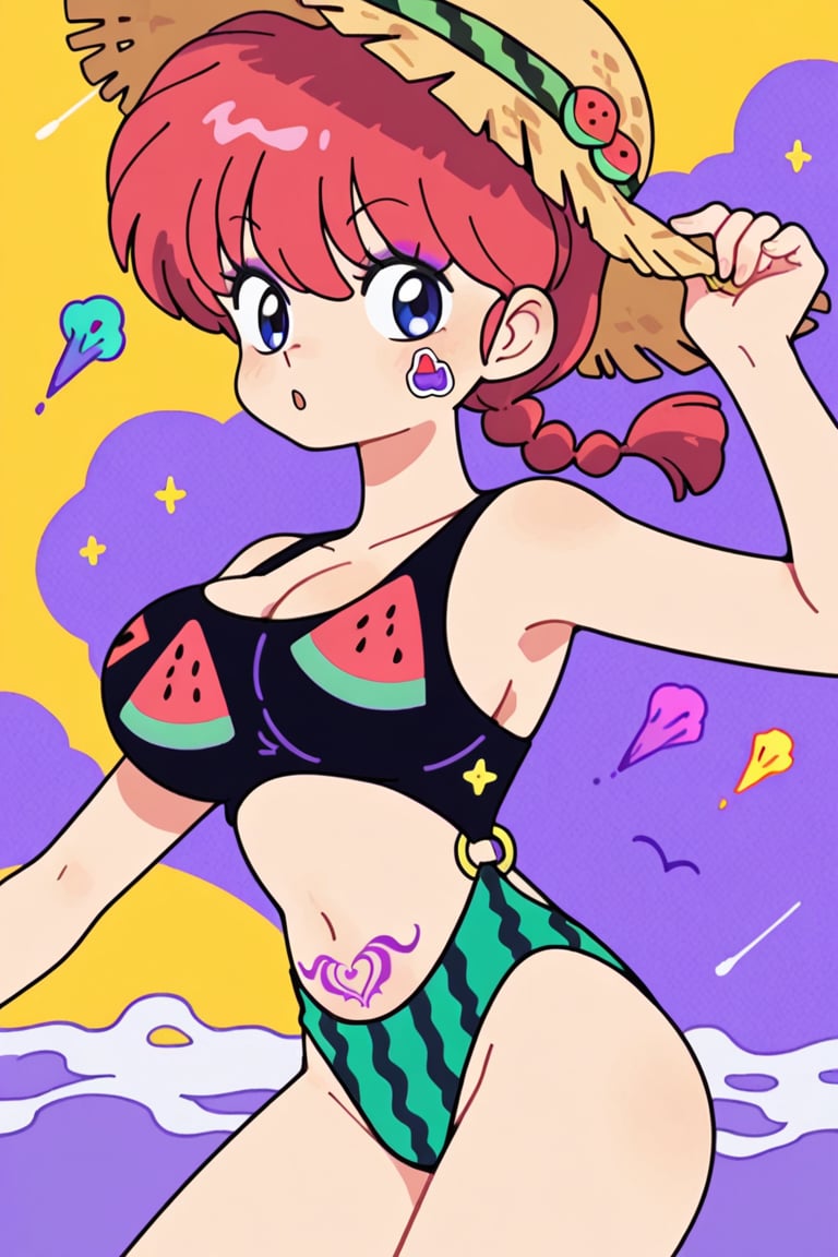 Summer sea,  watermelon,  thick colorful outline by らび@kiyoka_succubus on Tensor.Art