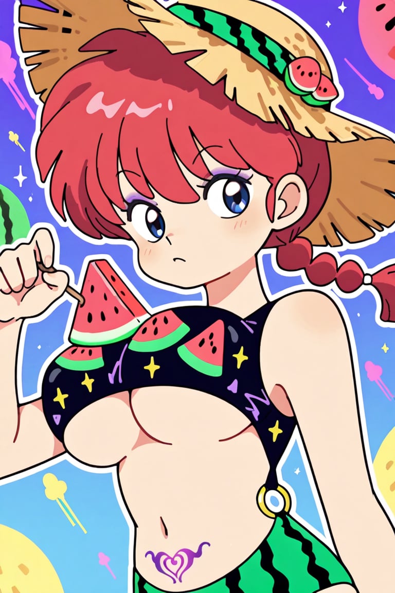 Summer sea,  watermelon,  thick colorful outline by らび@kiyoka_succubus on Tensor.Art