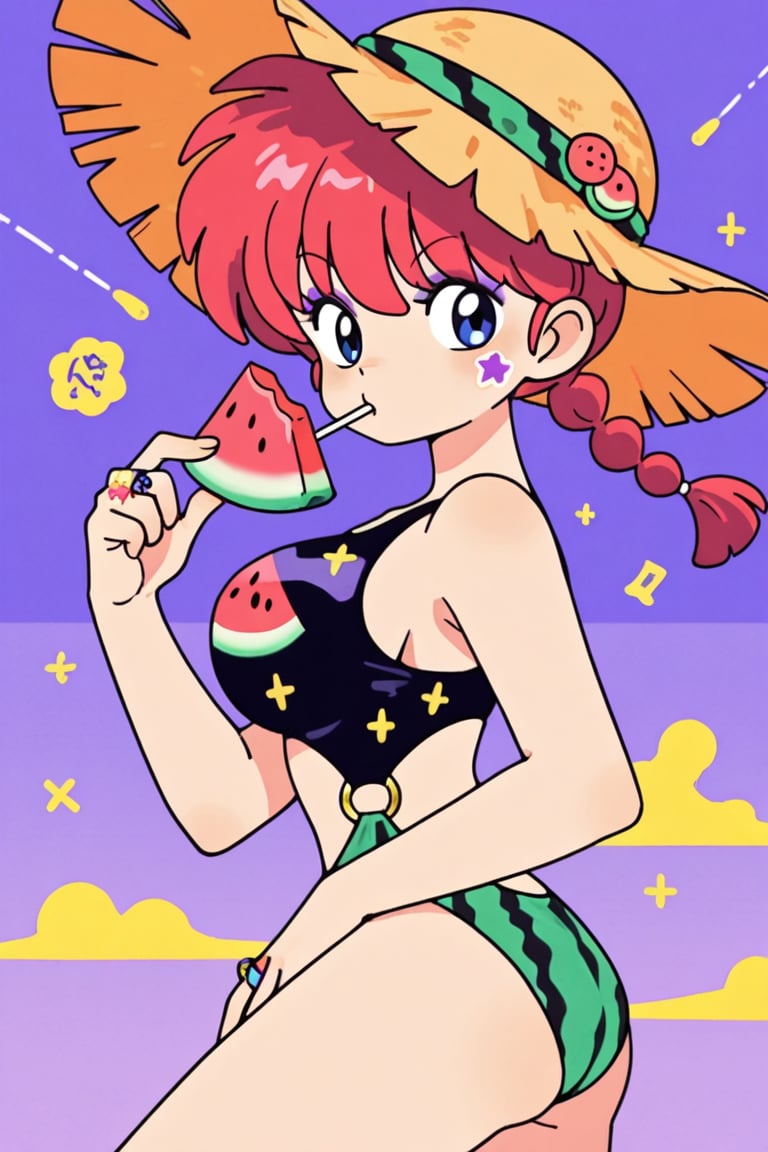 Summer sea,  watermelon,  thick colorful outline by らび@kiyoka_succubus on Tensor.Art