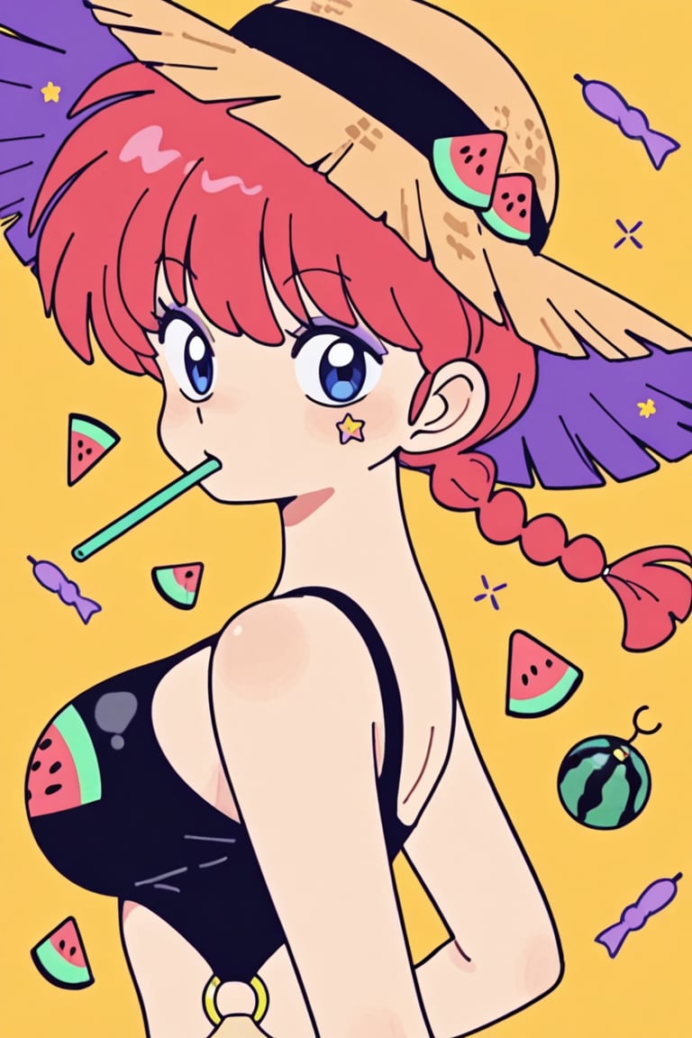 Summer sea,  watermelon,  thick colorful outline by らび@kiyoka_succubus on Tensor.Art