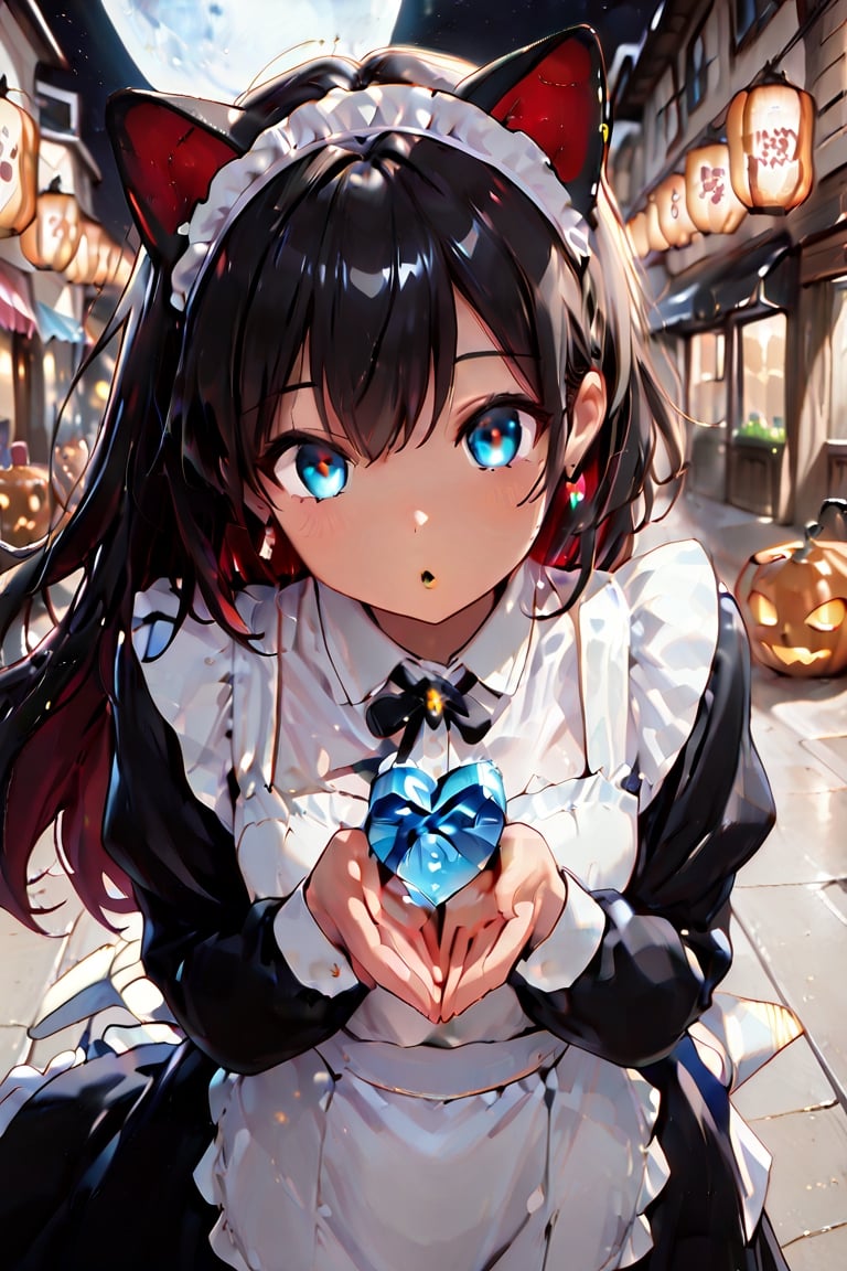 ((Long,  beautiful hair,  dynamic movement. Wind blowing through her hair.)) A lively girl with cat ears. Her long hair fe...