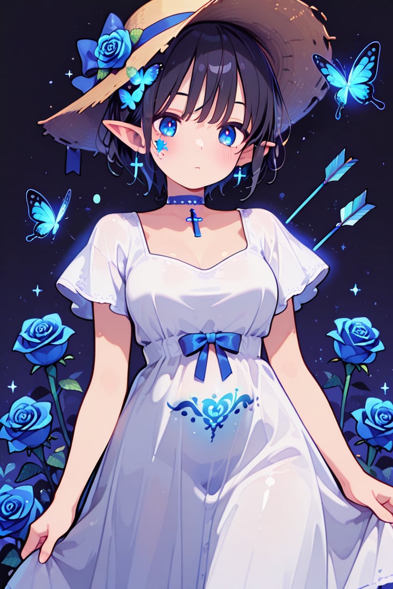 ((blue rose bow and arrow,  blue rose and magical bow and arrow,  girl with bow and arrow)) by らび@kiyoka_succubus on Tenso...