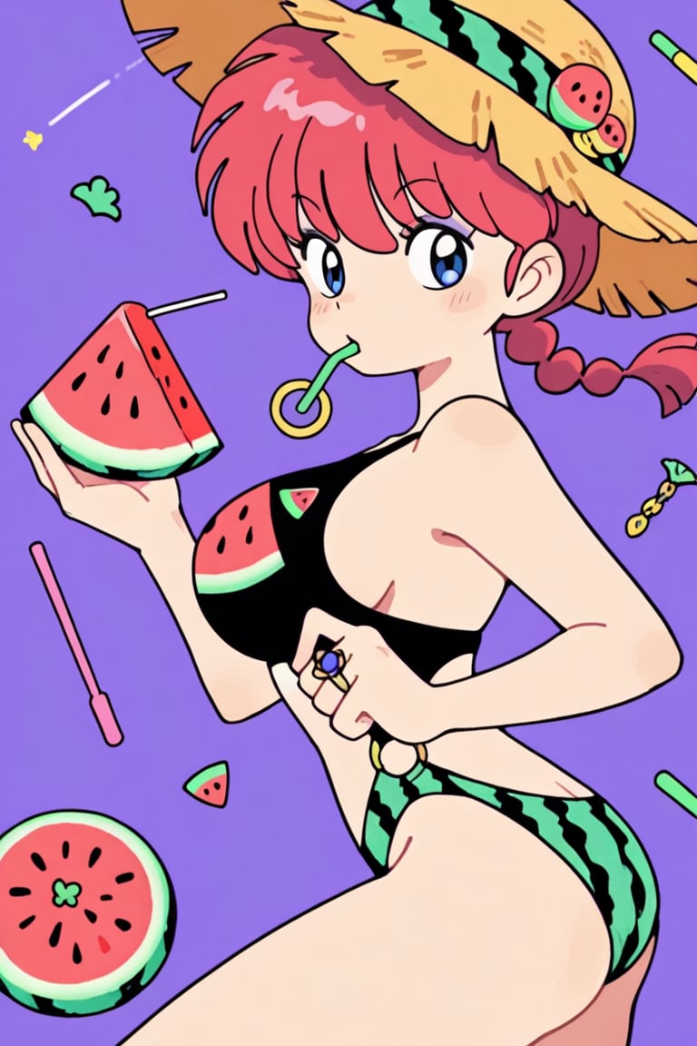 Summer sea,  watermelon,  thick colorful outline by らび@kiyoka_succubus on Tensor.Art