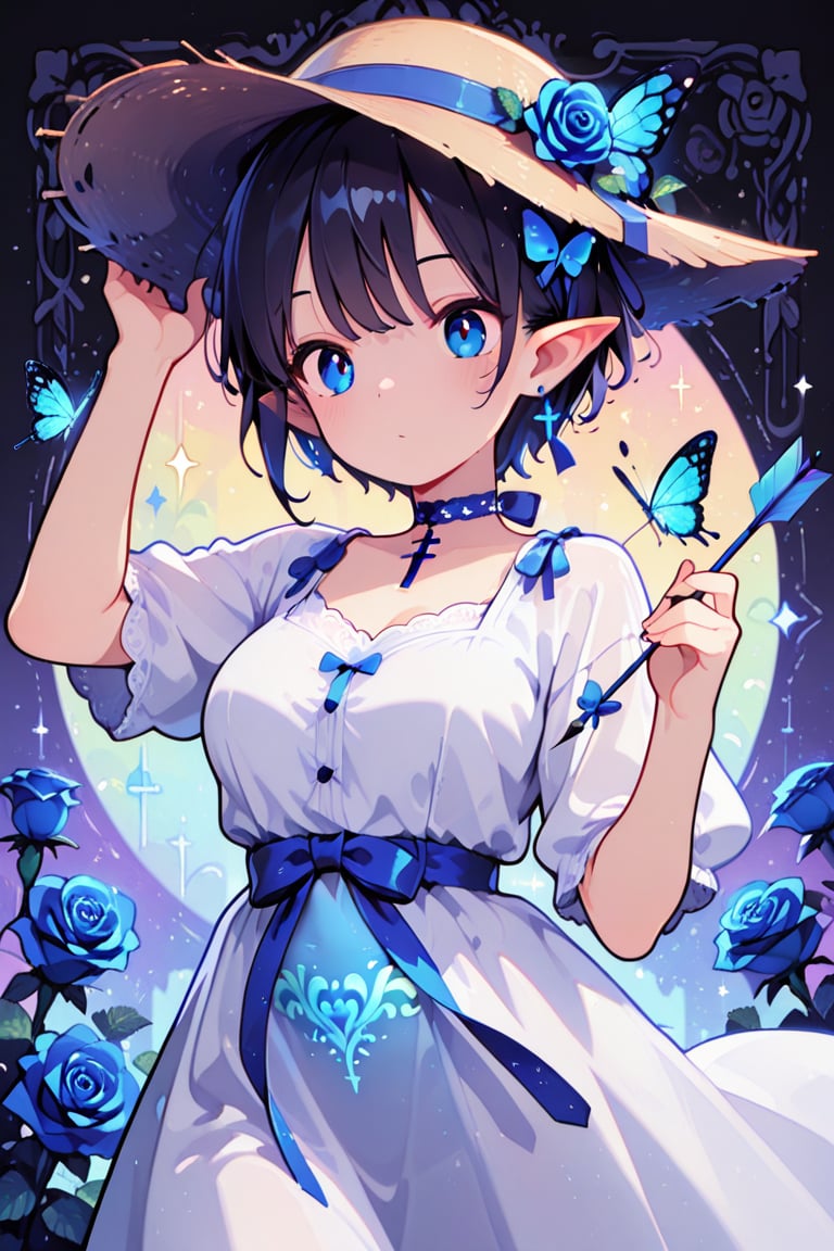 ((blue rose bow and arrow,  blue rose and magical bow and arrow,  girl with bow and arrow)) by らび@kiyoka_succubus on Tenso...