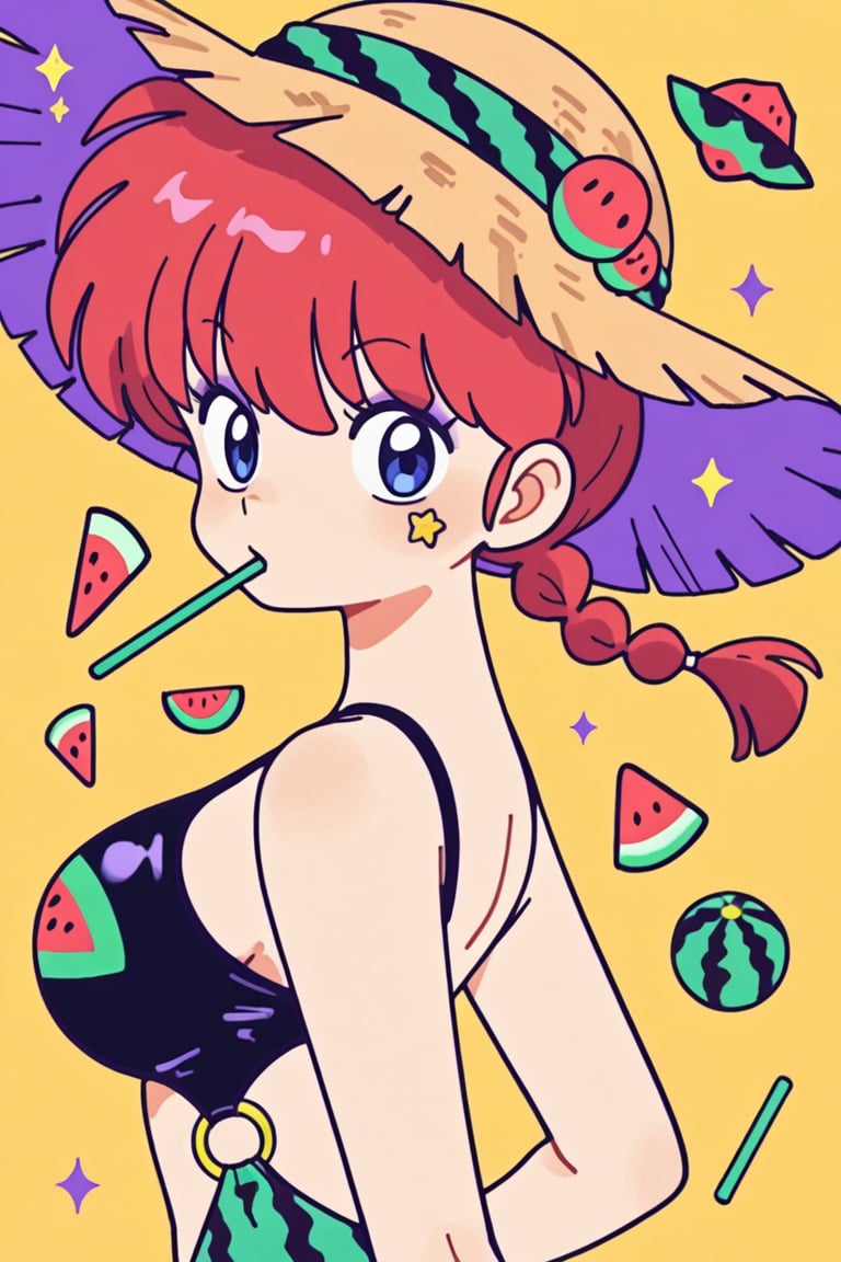 Summer sea,  watermelon,  thick colorful outline by らび@kiyoka_succubus on Tensor.Art