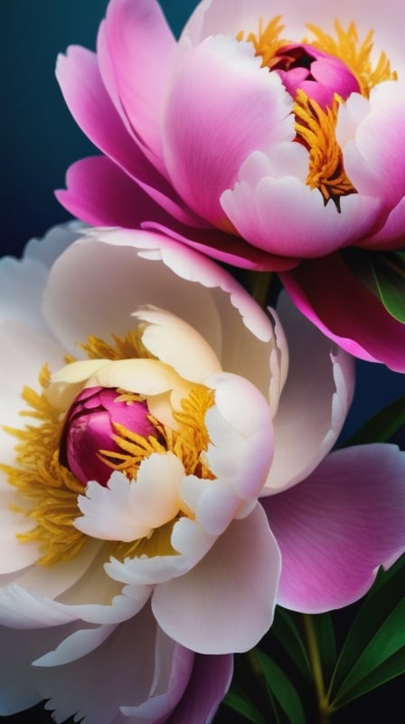 a peony flowers, colorful, high contrast, detailed,  full display 

high resolution,realistic,macro detail beautiful 

