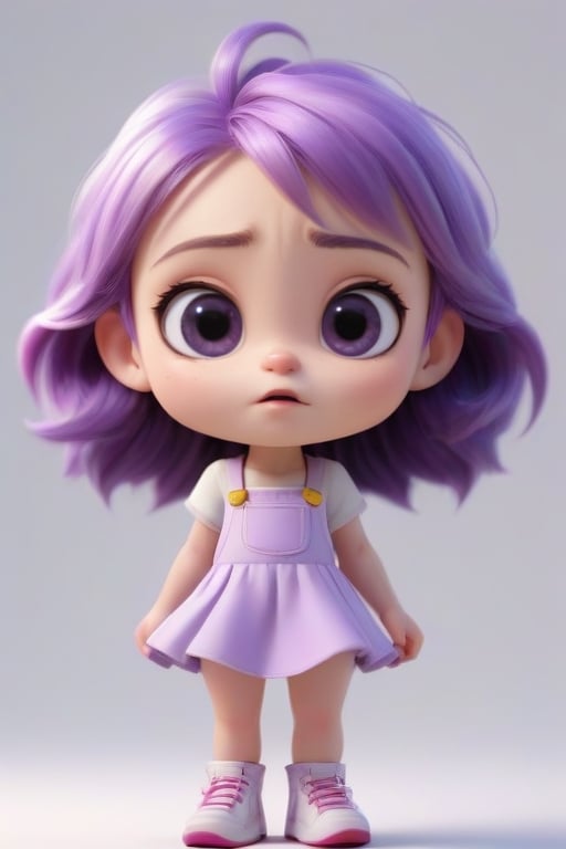 4d photographic image of full body image of a cute little chibi girl surreal, purper hair, vivid colors octane render trending on artstation, artistic photography, photorealistic concept art, soft natural volumetric cinematic perfect light, uhd white background,Dream House, Disney style,disney pixar style,score_9,modisn disney