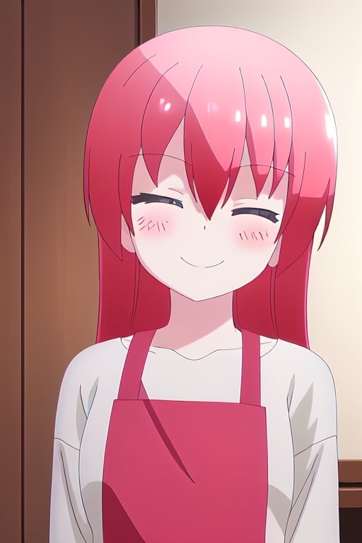 Tsukasa Smiling with her eyes closed and blushing