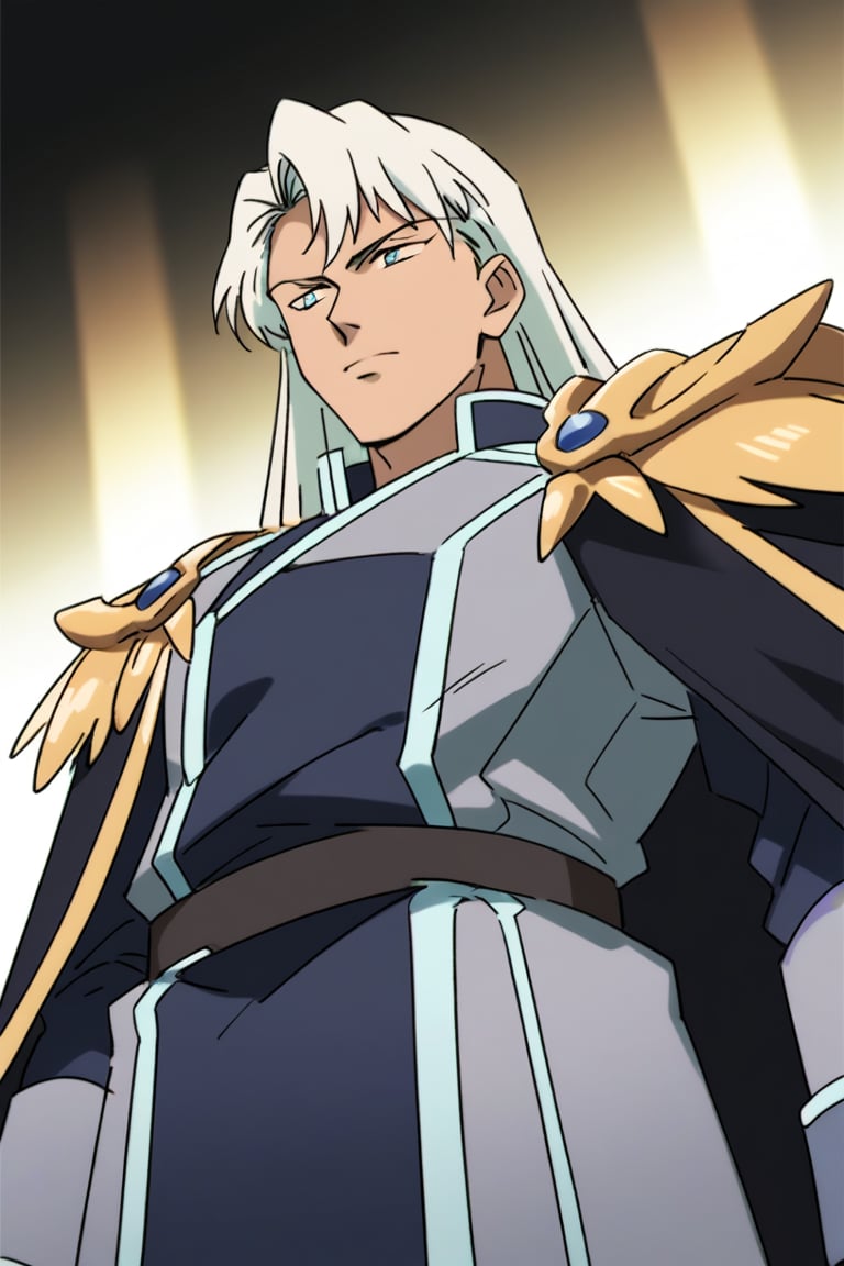 (Beatiful, masterpiece, aesthetic). Anime muscle man.long straight platinum hair below the shoulders. Light blue eyes. grey military clothes, silver armor with gold decorations. (Anime Character) (Dark enviroment).Kunzite,Malachite,SMV4,score_9,score_8_up,score_7_up,rating_explicit, (Aesthetic dark image),long straight platinum hair below the shoulders