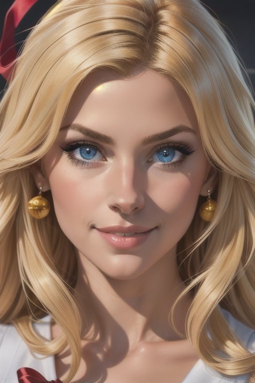Incredibly beautiful young fatal blonde with golden hair,  she has blue eyes,  long golden hair beautifully styled by Luny...