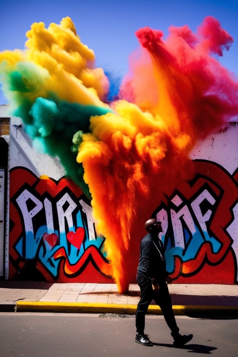 Experience a chaotic, explosive, and surreal moment in the heart of Johannesburg City. Graffiti and street art come alive as pop art in the wake of a cataclysmic event. organic create an  of the contrast between the mundane and the extraordinary.