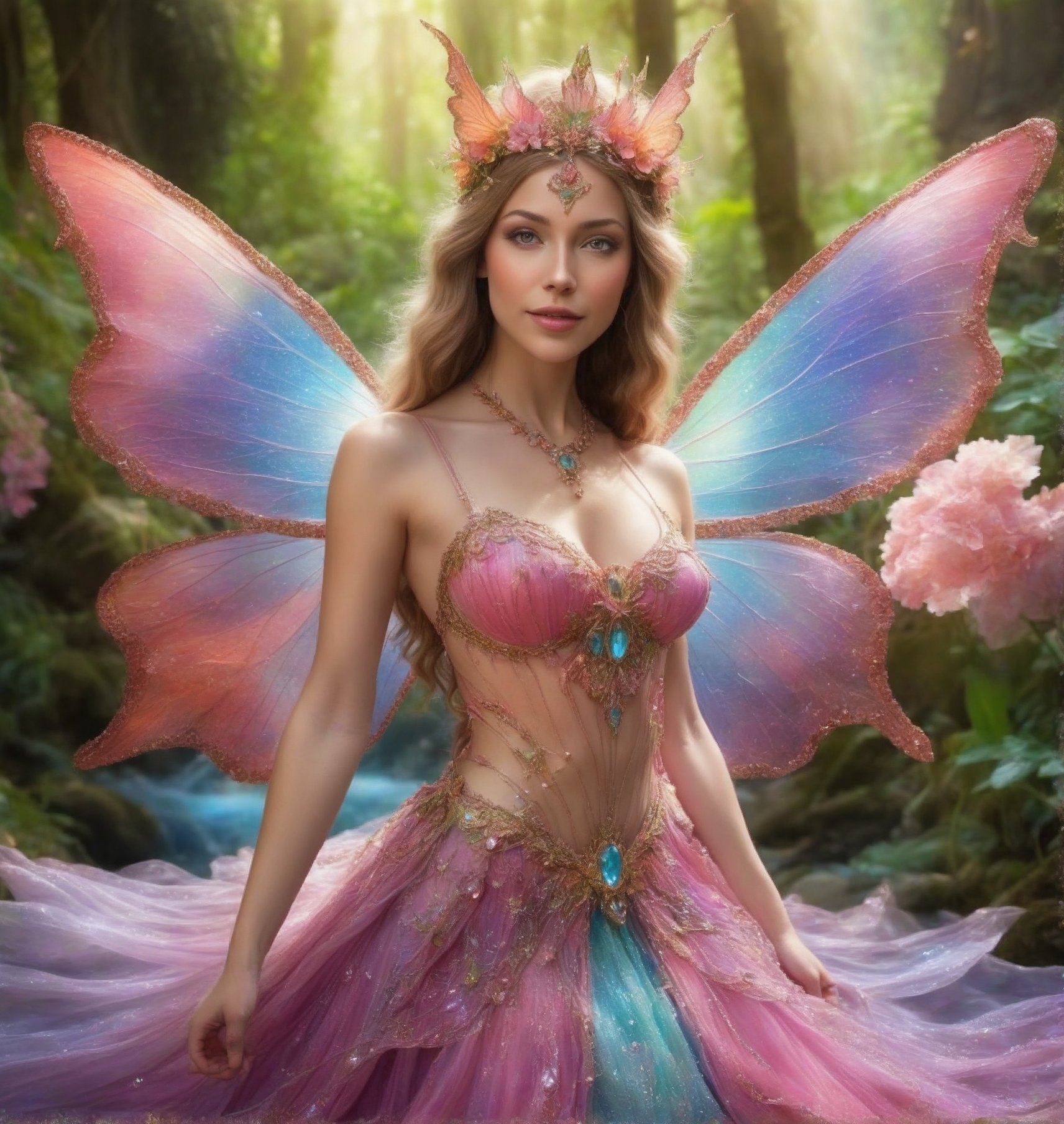 Here's a spectacular fairy queen surrounded by the beauty of mother nature:

