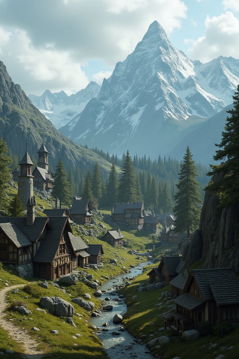 generate the village of Whiterun from Skyrim close up