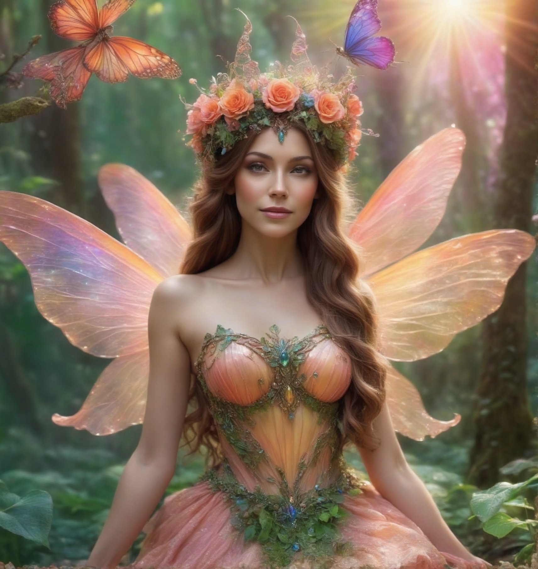 Here's a spectacular fairy queen surrounded by the beauty of mother nature:

