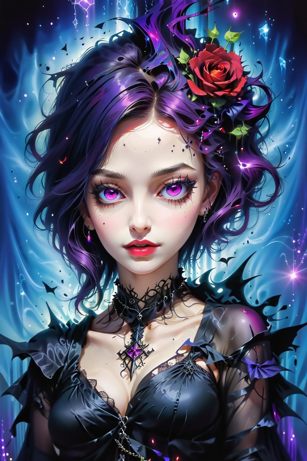 create a beautiful portrait,,goth girl, FRESHIDEAS girl,DonMD1g174l4sc3nc10nXL 