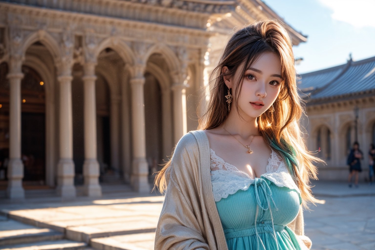 (16K, raw photo, highest quality, Masterpiece: 1.2), one sexy beautiful 19 years old korea girl,(full body),(((Posture, hair color and hairstyle are random))),(french twists hairstyle, messy hair),

(((The background is a random famous scenic spot or famous building in the New Zealand , wear infront exposed new zealand traditional clothing clothing and Random color clothing))),

(((and teasing,natural saggy medium breasts,soft breasts))),


,depth of perspective,focus,(wide shot),random angle view,

 {beautiful and detailed eyes},delicate facial features,simple tiny earrings,necklace, flim grain, realhands, masterpiece, Best Quality, photorealistic, ultra-detailed, finely detailed, high resolution, perfect dynamic composition, beautiful detailed eyes, eye smile,long legs and hot body, perfect boobs,1girl,