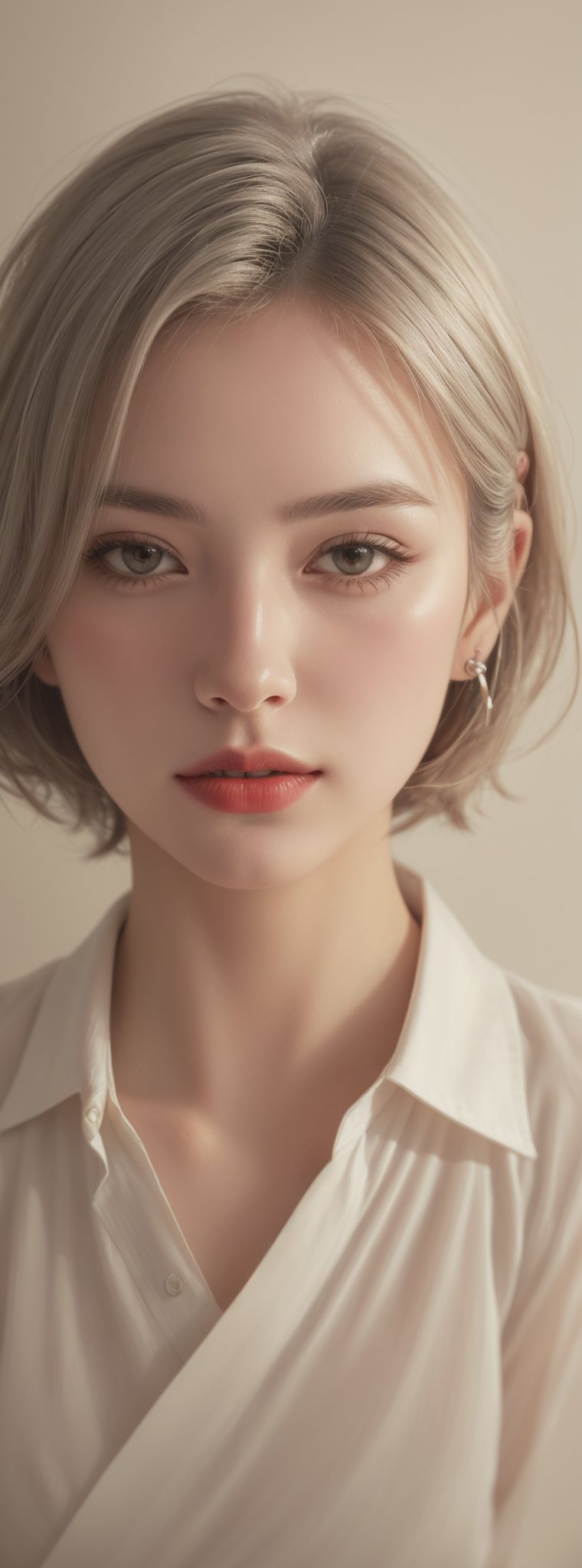 a beautiful girl 18 years,  with silver short hair,  messy hair by T a i w a n on Tensor.Art
