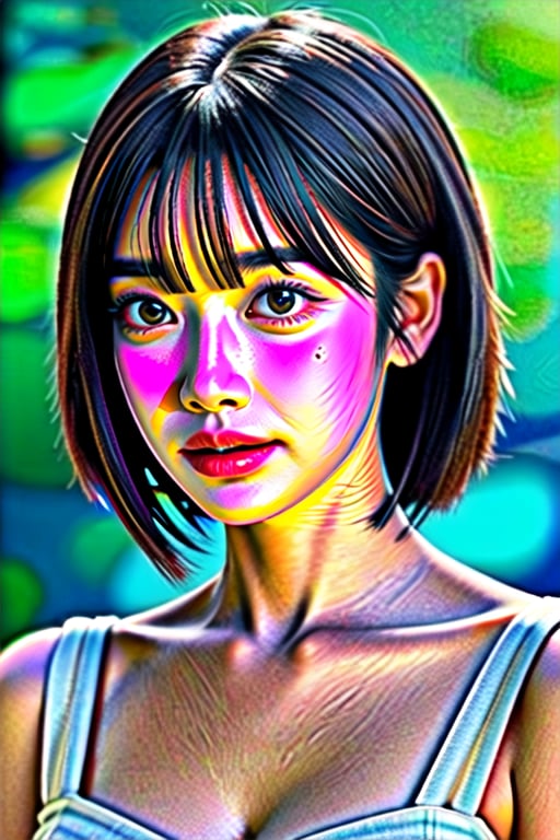 masterpiece, best quality, ultra-detailed, ultra high res, (photorealistic:1.4), raw photo, (realistic:0.2), 8k HDR, realistic cool temperature lighting, 1girl, solo, asymmetrical hair, outdoor, (traditional market:1.2), bokeh, (detailed lips), (detailed pores), (detailed skin textures), (detailed face:1.2), (body:1.2), a woman in a sundress, promotional image, a character portrait,