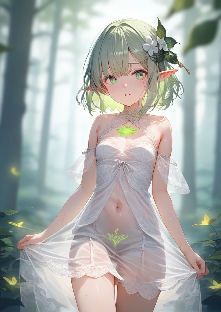 score_9, score_8_up, score_7_up, source_anime, BREAK, high_res, cowboy shot,
1girl, looking at viewer, green hair, green eyes, hair ornament, elf dress, see_through
glowing, glowing tattoo, gowing leaves, gowing flowers, gowing petal,
blurry background, blurry foreground, forest background,