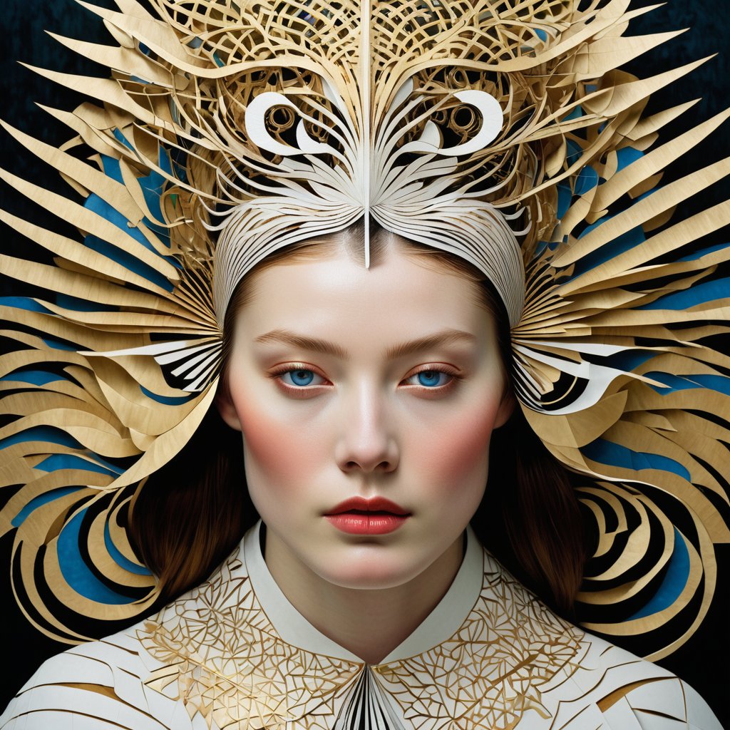 1 girl's face is Caucasian, photography in the style of detailed hyperrealism ,creature ,fantasy,James Christensen,bold lines,hyper detailed


(Kirigami representation, 3D, paper folding, paper cutting, Japanese, intricate, symmetrical, precision, clean lines : 1.3),
Ink Painting,1girl,God's Angle