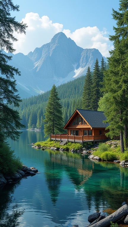 Ultra-realistic,  highly detailed,  bright and colorful photo of a lake landscape by MyraReed on Tensor.Art