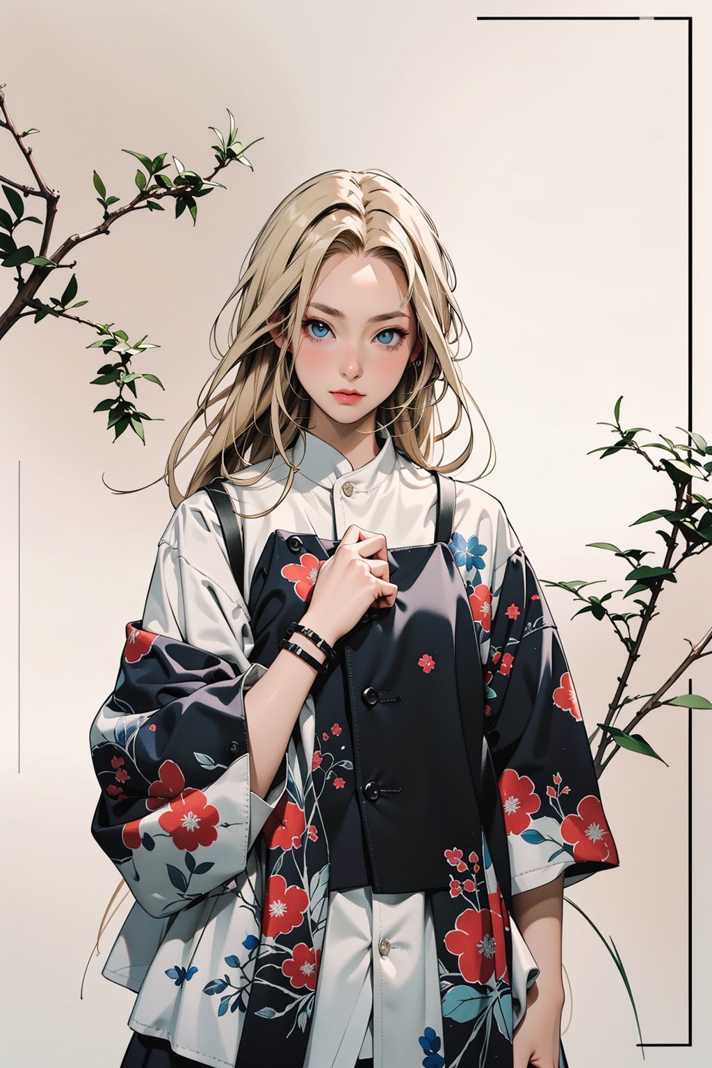 Ino Yamanaka, street fashion, street, fashion, accessories, jewelry, long blonde hair, blue eyes, masterpiece, best quality