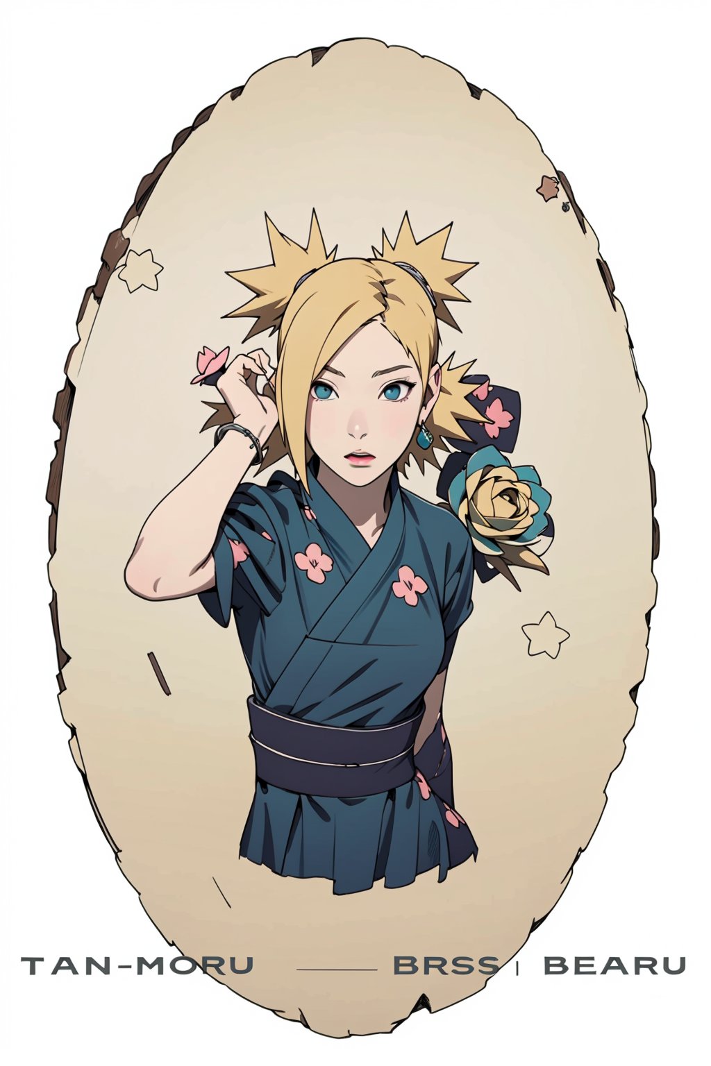 Temari, Temari Sabakuno, blonde hair, teal eyes, elegant dress, dress, elegant, gala, festive, jewelry, accessories, masterpiece, best quality