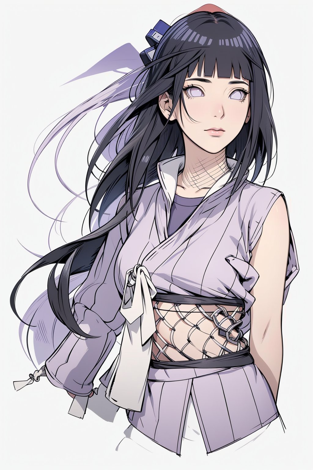 Hinata Hyuga, ninja, shinobi, fishnet, kunoichi, black hair, lavender eyes