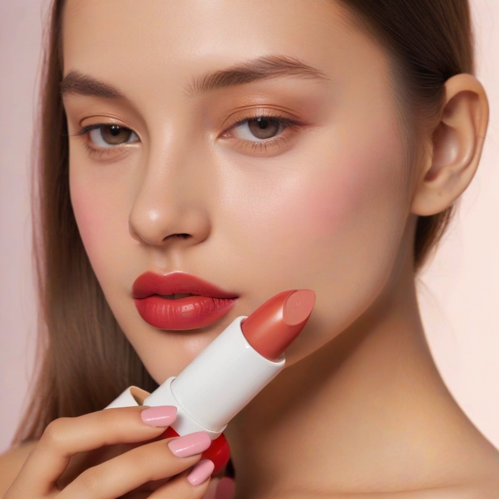 Girl holding lipstick,Beauty