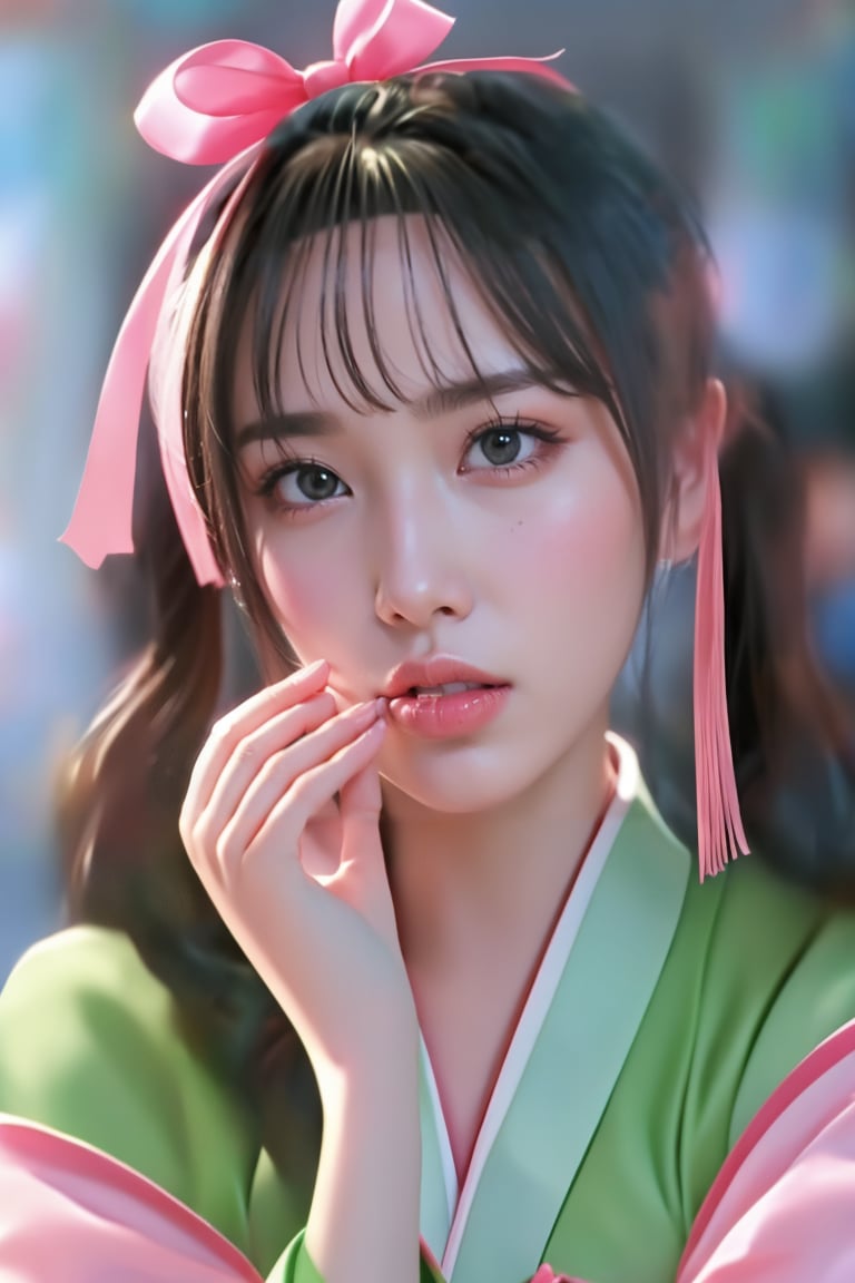 This image showcases a hyper-realistic illustration,  possibly by a digital artist. The composition centers on a young wom...