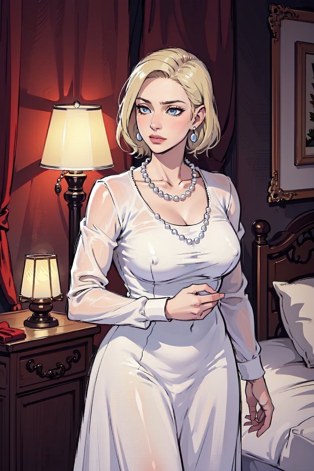 Sofia's mother looks at her affectionately and tells her that she loves her. 1 woman only,  elegant,  conservative. She is...