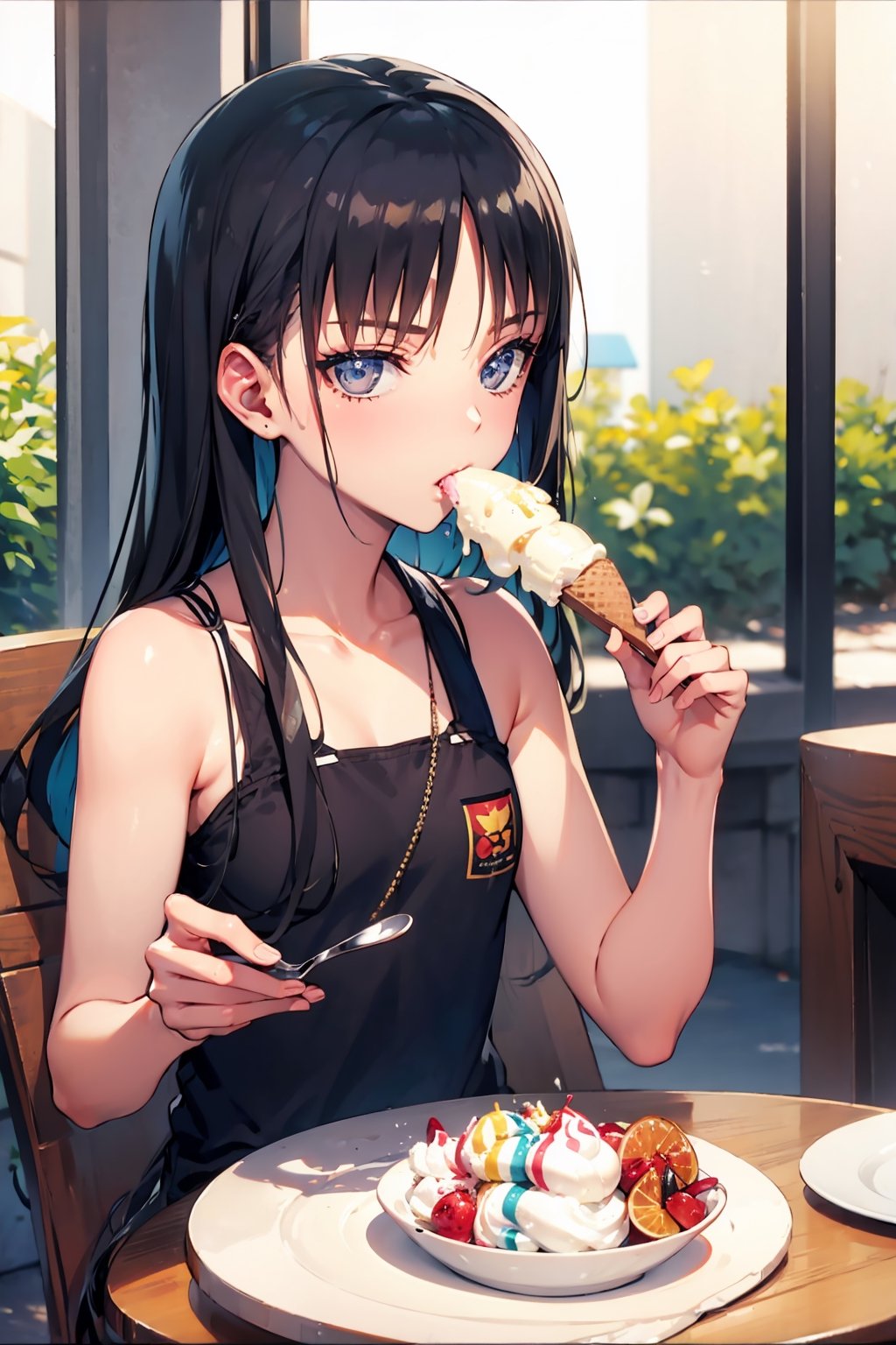 eating icecream,