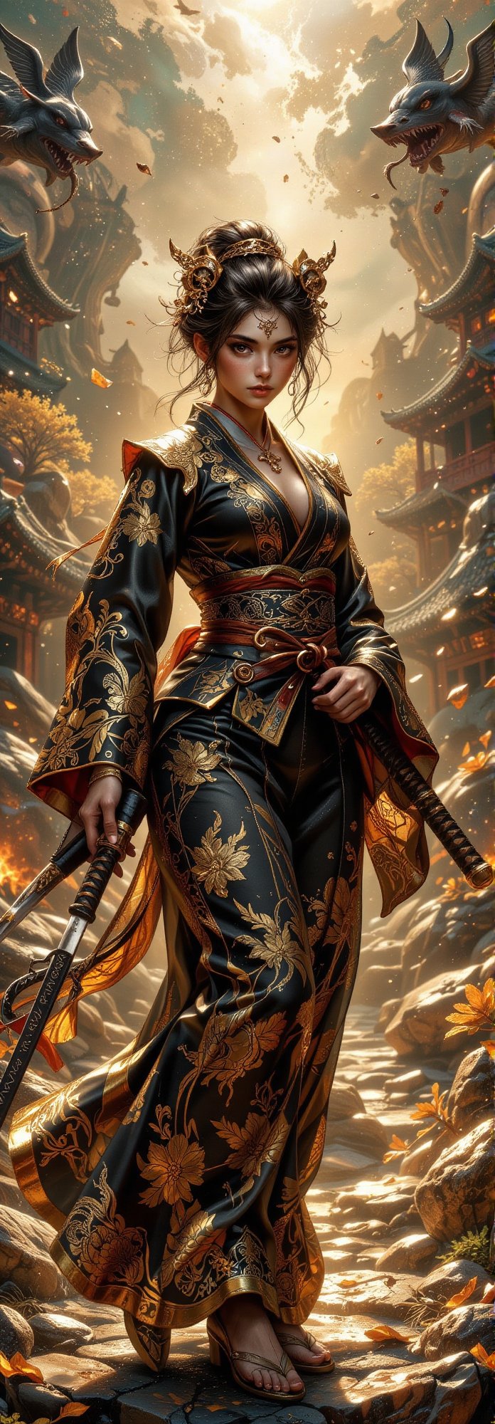 busty and sexy girl,  Japanese martial arts girl,  black spade card design by user_718843393794551822 on Tensor.Art