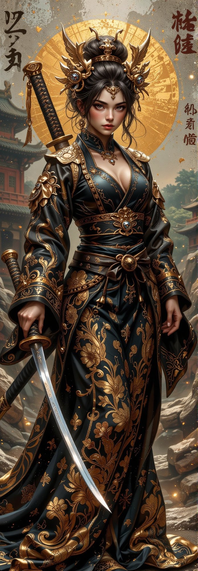 busty and sexy girl,  Japanese martial arts girl,  black spade card design by user_718843393794551822 on Tensor.Art
