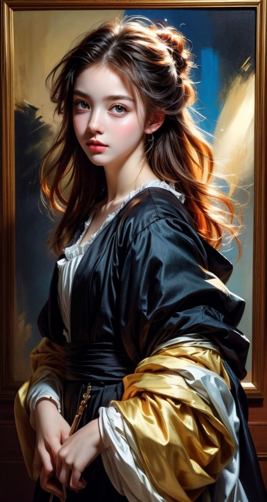 (masterpiece, best quality, highres:1.3), (1girl:1.3), ((solo)), female artist studio,,Painting