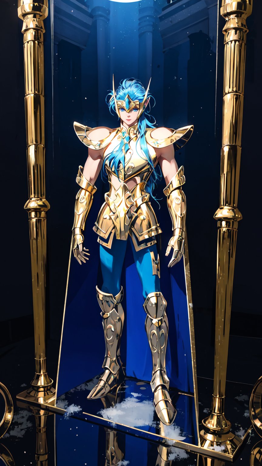 a man,  male details,  Aquarius Kamus from Saint Seiya by iBoy on Tensor.Art