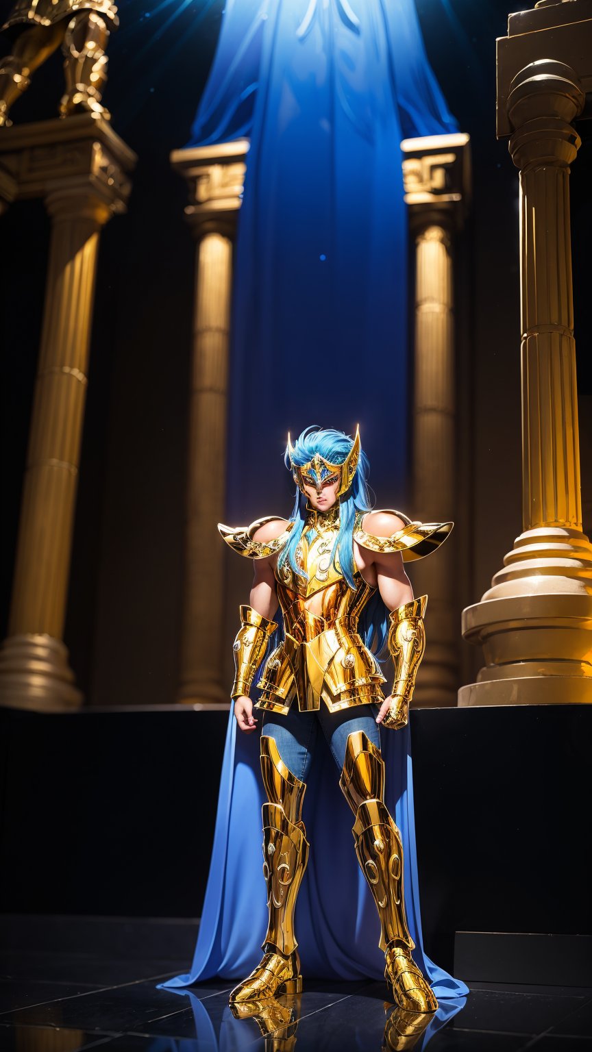 a man,  male details,  Aquarius Kamus from Saint Seiya by iBoy on Tensor.Art