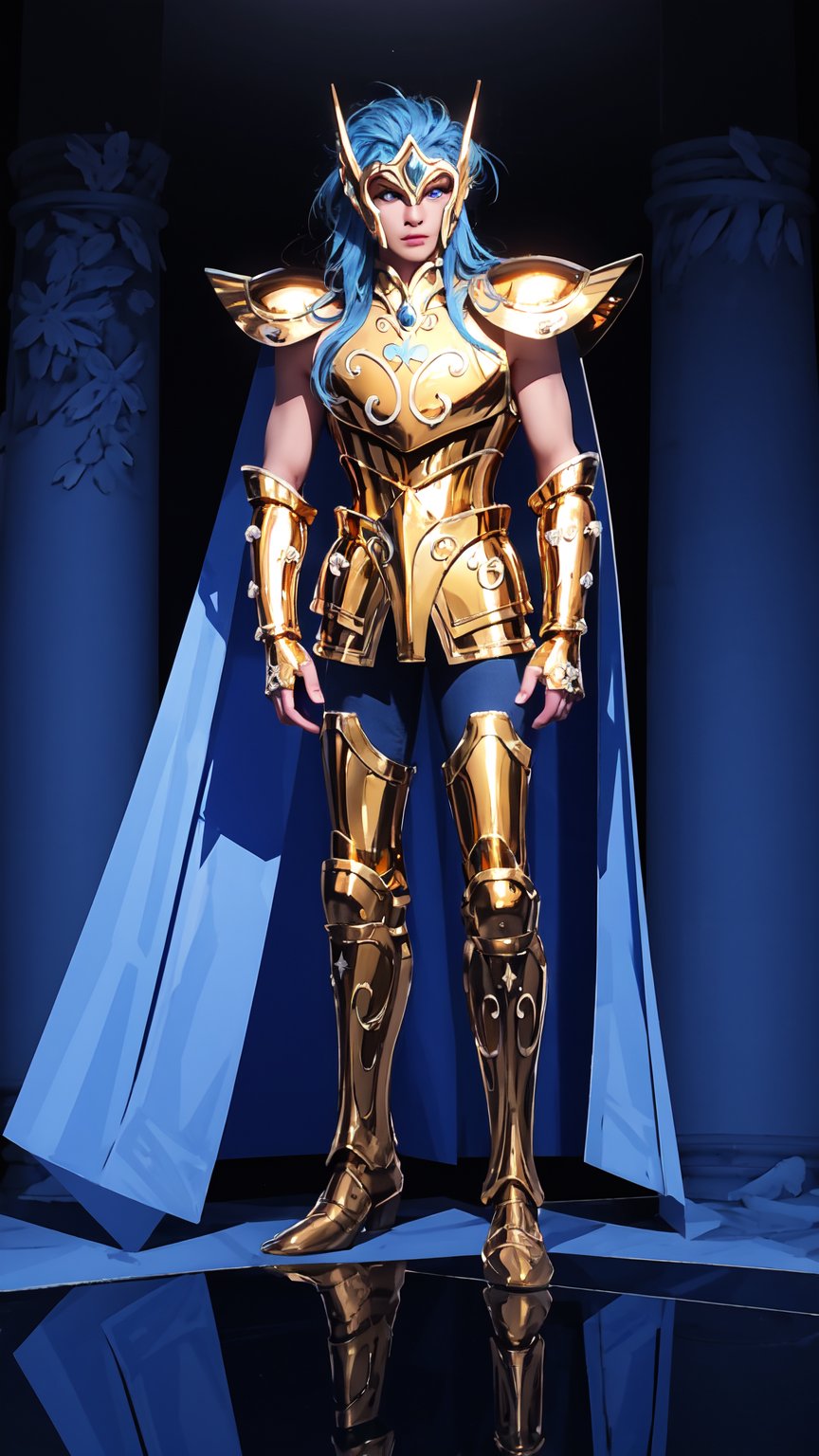 a man,  male details,  Aquarius Kamus from Saint Seiya by iBoy on Tensor.Art