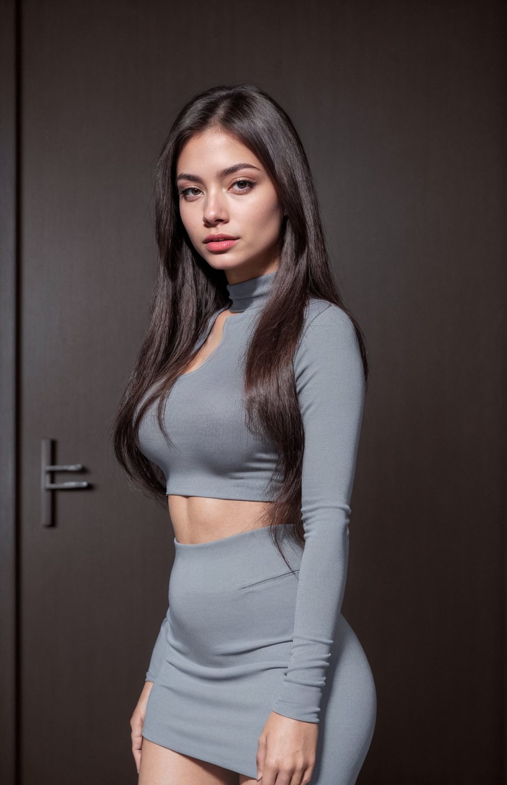 photorealistic,  ultra-detailed HDR photo of Latina woman full body high resolution image,  wearing a black puffer jack by...
