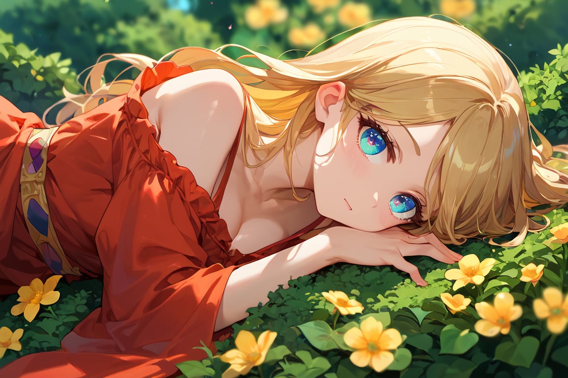 BREAK,source_anime,score_4_up,score_5_up,score_6_up,score_7_up,score_8_up,score_9, source_anime, 
(in style of Ashley Wood),
1girl,Long hair,(Lying on a bush of flowers:1.5),Street Fashion,Delicate girl&#39;s facial makeup,(((Bright natural side light,Bright tones))),(golden hour:1.8),Detail eyes,Detail iris,Keep your eyes open,Crystal clear watery eyes,、
BREAK
flower background,(flower foreground:1.6),( background blurred:1.7),from_Side,figure-centered composition,look up,mid_shot,looking at viewer,(blurry foreground:1.8),red to azul diffraction gradient color grading,score_9, score_8_up, score_7_up, score_6_up, score_5_up, score_4_up