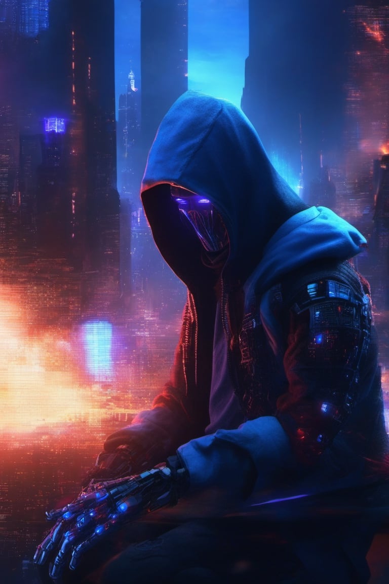 nft robot dark lighting hacker hood,  cyber,  night city by user_720170598818536481 on Tensor.Art