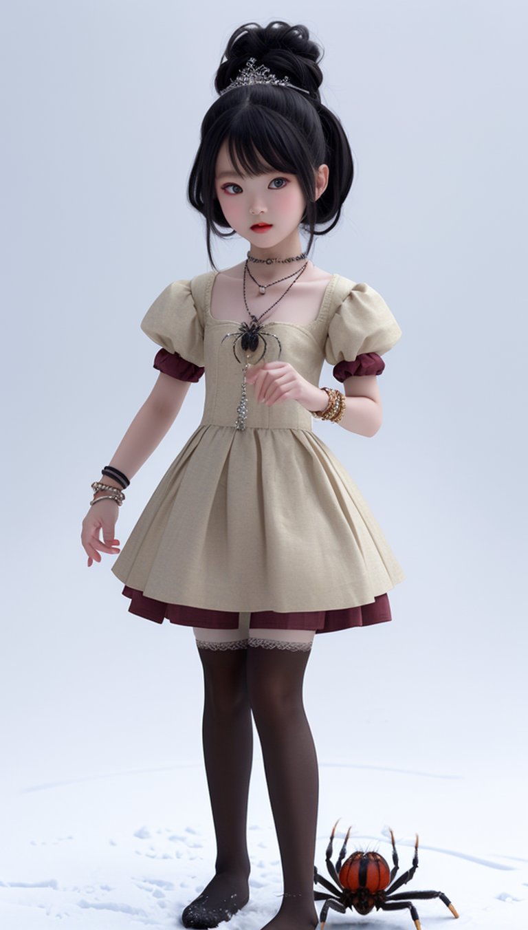 A little Korean girl wearing a small dress,  a headdress,  a necklace by Kim Ji-won on Tensor.Art